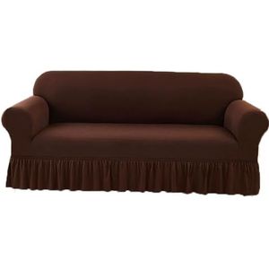 Dikke Fluwelen Bankhoezen, Elastische Bankhoezen Voor Woonkamer, Universele Rekbare Armsteun Sofahoes, Krasbestendig Meubelhoes Voor Bank(Coffee,4 Seater)