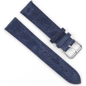 Jeniko Retro Suède Horlogeband Horlogeband 18mm 20mm 22mm 24mm Handgemaakte Stiksels Quick Release for Horloge accessoires (Color : Dark blue, Size : 18mm)