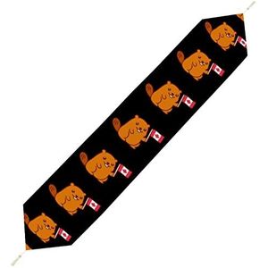 Leuke Bever Canada Vlag Mode Tafelloper Eetkeuken Tafel Accessoires Verjaardagsfeest Decoraties Kerstmis 229 * 33 cm