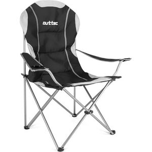 Outtec - Campingstoel - Zwart - Polyester - Tot 130kg - Bekerhouder & Draagtas