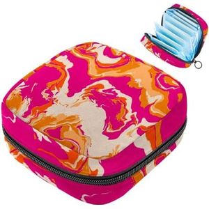 Psychedelisch Golvend Tie Dye Marmer Maandverband Opbergtas Menstruatie Pad Tas Draagbare Menstruatie Cup Pouch met Rits voor Tiener Meisjes Vrouwen Dames