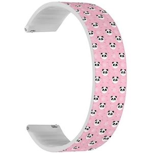 RYANUKA Solo Loop Band Compatibel met Amazfit Bip 3, Bip 3 Pro, Bip U Pro, Bip, Bip Lite, Bip S, Bip S lite, Bip U (Panda Head On Roze), Quick-Release 20 mm rekbare siliconen band band accessoire,