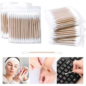 Wattenstaafjes, lang, wattenstaafjes met houten handgrepen, reiniging cosmetica gereedschap make-up verwijderen wondverzorging wattenstaafjes verpakking van 500 stuks