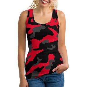 Rode camouflage dames tank top mouwloos T-shirt pullover vest atletische basic shirts zomer bedrukt