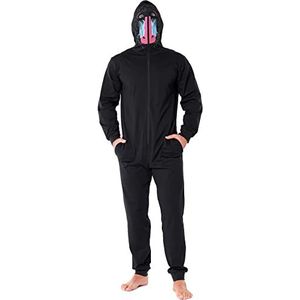 Ladeheid Kleurrijke herenpyjama eendelig nachtkleding kostum jumpsuit met dierenmotief LA40-235 (Zwart Baviaan, L)