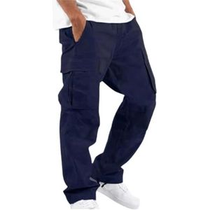 Heren Cargobroeken, Casual Cargobroeken, Vrijetijdsbroeken, Regular Fit, Outdoorbroeken, Wandelbroeken, Trekkingbroeken, Werkbroeken(Navy,L)