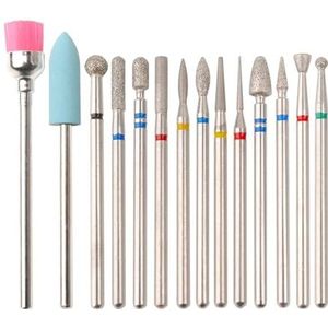 HQABCUTR 14 stuks/set nagelboormachine bit polijstgereedschap pedicure manicure roterende slijpbuffer polijstmachine