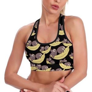 Banaan Wilde Luiaard Ademend Sport Bras Voor Vrouwen Draadloze Workout Yoga Vest Ondergoed Racerback Crop Tank Top 2XL
