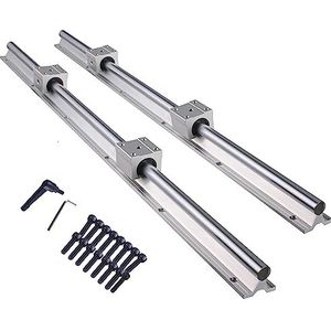 BEVDICNC Lineaire rail SBR16 1500 mm, 2 stuks, zilver, lineaire geleiding, met 4 stuks SBR16UU lagerblokken, roestvrije lineaire lagerrail met voorgeboorde gaten voor doe-het-zelf 3D-printers en