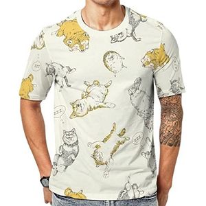 Napping Dogs Cats Pets Heren Korte Mouw Grafisch T-shirt Crewneck Print Casual Tee Tops 3XL