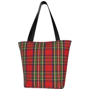 BeNtli Schoudertas, canvas tote grote tas dames casual handtas herbruikbare boodschappentassen, Schotse Clan Stewart tartan geruit, Zoals op de afbeelding., Eén Maat