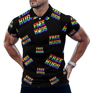 Give Love And Free Hugs Grappige Mannen Polo Shirt Korte Mouw T-shirts Klassieke Tops Voor Golf Tennis Workout