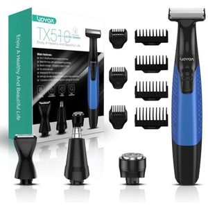 VOYOR Oplaadbare baardtrimmer voor heren, draadloos, professioneel, met kammen, elektrisch scheerapparaat voor heren, met scherpe scheermesjes voor lichaamsverzorging, neus en haarknippen, USB nat en