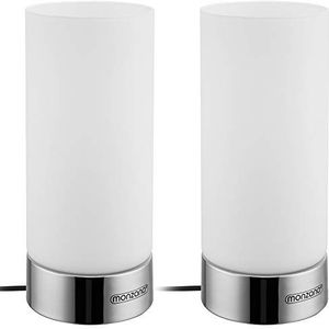 Monzana® Tafellamp Lumo 2 stuks Bedlampje Design Touch Dimbaar Chroom