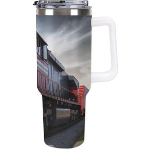 RTFGHJS 40 oz Tumbler Trein Geïsoleerde Tumbler Reizen Koffiemok met Rietjesdeksel Roestvrijstalen Waterfles Vacuüm Geïsoleerde Tumbler voor Sport Werk Auto Reizen Weekends