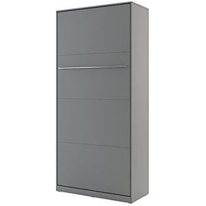 Kastbed Concept PRO verticaal, opklapbed, bedkast, wandbed, kast met geïntegreerd klapbed, functioneel bed (90 x 200 cm, grijs, verticaal)