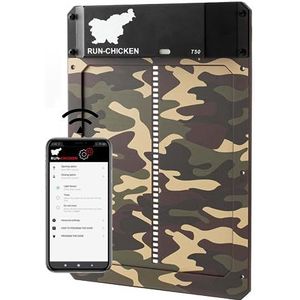 RUN-CHICKEN Automatische kippendeur, Kippenklep, Deuropener, Kippenhok met lichtsensor, timer, s avonds en 's ochtends vertraagde opening, volledig aluminium deuren zelfborgend Model T50 Camo BRW