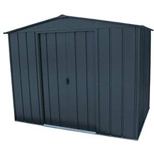 Duramax Top Shed 8 x 6 metalen outdoor tuin opslag schuur, gemaakt van thermisch verzinkt staal, sterke versterkte dakstructuur, onderhoudsvrije en weerbestendige metalen tuinhuisje, alle antraciet