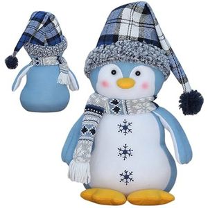 Kerstpinguïn knuffels, Pinguïn popfiguren knuffels, Kerstornamenten Tafeldecoratie voor tafel, woonkamer, open haard Bseid