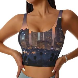 Los Angeles Skyline Print Comfortabel Vrouwen Sport Vest Yoga Workout Vest voor Vrouwen Lichtgewicht Zomer, Zwart, S