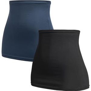 Herzmutter buikband voor zwangere vrouwen nierwarmer - Set van 2 – Zwangerschap buikbanden - shirt verlenging - Rugwarmer - Zwart-Wit-Grijs - 6300 (S, Zwart | Blauw)