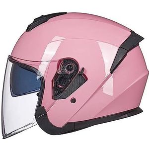Motorhelm, Dubbel vizier open gezicht 3/4 scooter straat crossmotor helm DOT goedgekeurd D,XL61-62cm(E,XL6162cm)
