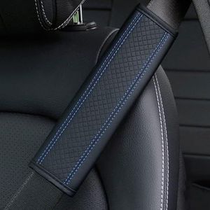 2 Stuks Auto Lederen Gordelkussens voor BMW X1 X3 F25 X5 F15 F85 F20 F21 F30, Zacht Comfort Antislip Ademend Bekleding voor Veiligheidsgordelkussens,B-Black-Blue