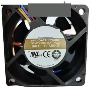 Voor AVC DATA0625B8F P022 DC 48V 0,26A 60x60x25mm 4-draads serverkoelventilator