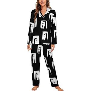 Leuke Pinguïn Vrouwen Lange Mouw Button Down Nachtkleding Zachte Nachtkleding Lounge Pyjama Set 2XL