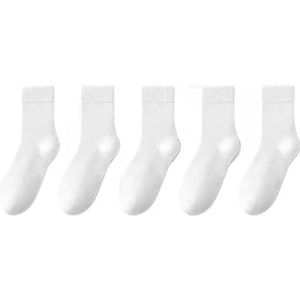 YIJIANUO 5/10 Pairs Lente Vrouwen Harajuku Solid Dunne Snoep Kleur Kleurrijke Bamboe Vezel Sokken, Wit, Size 37-40
