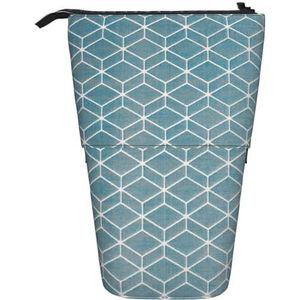 Nbtghga Blauw Rooster Print Potlood Telescopische Klassieke Kunsten Stand Up Potlood Case Organizer Potlood Houder Make-up Tas Gift, Zwart, Eén maat