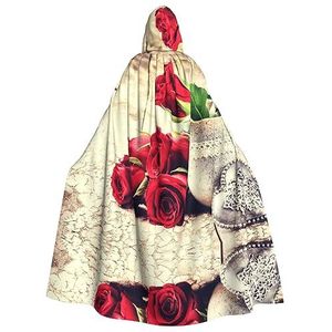 VACSAX Uniseks mantel met capuchon, romantische bloemenprint, volwassen cape met capuchon, cosplay, cape voor Halloween