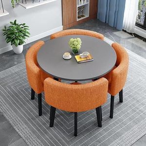 XIANGLV Eettafelset voor 4 vergaderzalen tafel ronde tafel en stoelen eetkamer tafel set voor 4 kleine ronde eettafel, ronde keukentafel, cirkel keukentafel (A35,80x80x75cm)