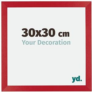 Your Decoration - Fotolijst 30x30 cm - MDF Fotolijst met Acrylglas - Ontspiegeld Glas - Uitstekende Kwaliteit - Rood - Mura,