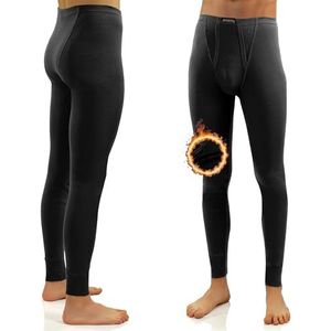 Sesto Senso Heren Thermische Lange Onderbroek Katoen 100% Warm Lichtgewicht Ondergoed Functionele Leggings Base Layer Bottom, Zwart, M
