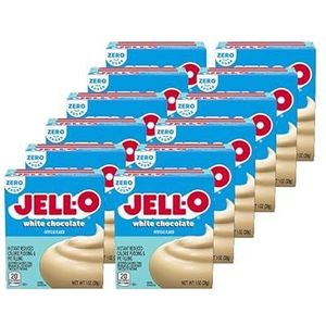 Jello - Witte Chocolade Pudding - Suikervrij - 12 stuks - 12 x 28 gram- Heerlijk koolhydraatarm toetje of tussendoortje - Geschikt voor ieder dieet
