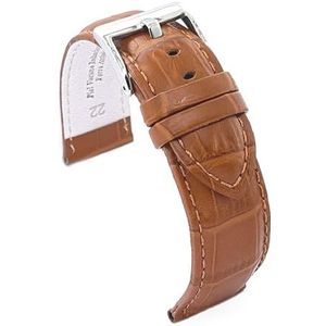 diloy Krokodillennerf gewatteerde gladde lederen sporthorlogeband vierkante schaal - maten 14 mm 16 mm 18 mm 20 mm 22 mm 24 mm 26 mm 28 mm 30 mm - Duurzaam en stijlvol ontwerp 368, 30mm, Leer