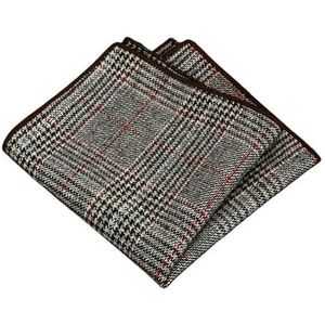 Zakdoeken - Bruin Grijze Wol Geruite Streep - Heren Zakdoek - Zakelijke Trouwpakaccessoires