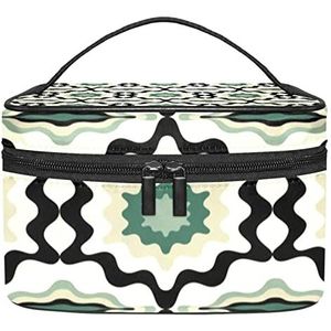 groene abstracte mandala make-up organizer tas, reizen make-up tas organizer case draagbare cosmetische tas voor vrouwen en meisjes toiletartikelen, Meerkleurig, 22.5x15x13.8cm/8.9x5.9x5.4in