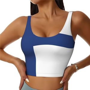 Finse Vlag Print Comfortabele Vrouwen Sport Vest Yoga Workout Vest Voor Vrouwen Lichtgewicht Zomer, Zwart, S