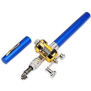 Draagbare zak intrekbare mini-vishengels Pen opvouwbare hengels (Color : Blue)