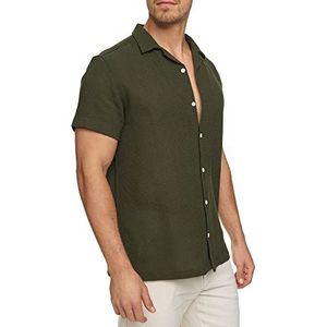 INDICODE Heren INCosby Shirt | Kortarmhemd met button-down kraag Army L