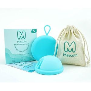Mascoto Nieuwe generatie menstruatieschijven met lus, platte beker, herbruikbare siliconen van medische kwaliteit, ultra comfortabele tampon en padalternatief, rommelvrije menstruatieseks (klein)