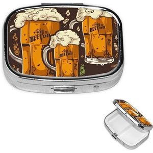 Vierkante pillenkoker voor portemonnee of zak 2 compartimenten geneeskunde pillendoos draagbare kleine pillenorganizer bier pillendoos reizen medicijnen vitamine kabeljauw leverolie opbergdoos