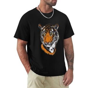 Heren T-shirt tijger korte mouwen T-shirt ronde hals T-shirt voor mannen, Tijger1, 3XL