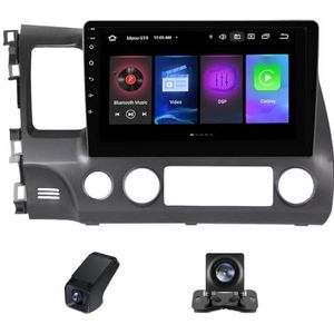 Carplay autoradio 2 Din geldt voor Honda Civic 8 2005-2012 met Android Auto Bluetooth 10 inch touchscreen autoradio met FM-radio/DSP GPS stuurwielbediening + achteruitrijcamera(B,C10)