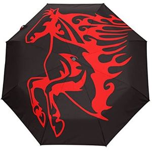 Red Horse Art Automatische Paraplu Winddicht Opvouwbare Paraplus Auto Open Sluiten voor Meisjes Jongens Vrouwen