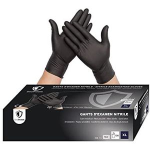 OneProtek Zwarte wegwerphandschoenen van nitril - doos met 100 nitril handschoenen - maat XL (extra groot) - latexvrij - duurzaam en veelzijdig - bescherming tegen chemicaliën