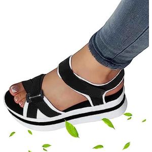 Dames platte sandalen,Casual wandelsandalen voor dames met plateauzool | Platte sandalen met lage zool en verstelbare bandjes voor strandwinkels Xinme