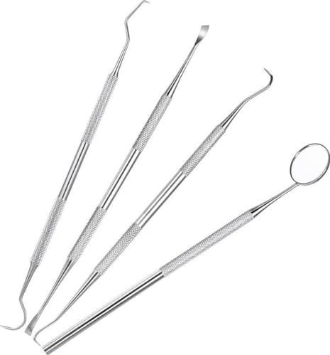 CHPN - Tandarts set - Tandarts spiegel - Tandverzorgingsgereedschap - Mondhygiene - Mondspiegel - Tandartshaak - Pincet - 4-delig